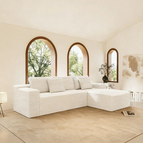 2-Piece Modular Sectional Sofa Plush Corduroy Fabric - Omega Lifestyles