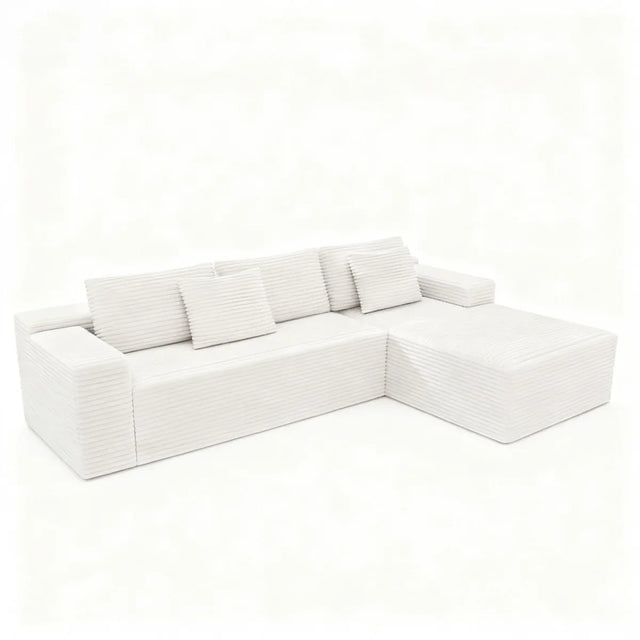 2-Piece Modular Sectional Sofa Plush Corduroy Fabric - Omega Lifestyles
