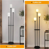 3-Light Industrial Floor Lamp With Shelves and Foot Switch - Sleep Galleria