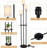 3-Light Industrial Floor Lamp With Shelves and Foot Switch - Sleep Galleria