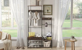 4-In-1 Industrial Entryway Bench Hall Tree With Storage - Omega Lifestyles