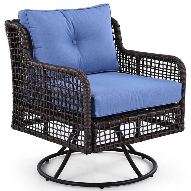 4-Piece Blue Rattan Wicker Outdoor Patio Furniture Set - Omega Lifestyles