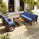 4 - Piece Blue Rattan Wicker Outdoor Patio Furniture Set - Veluna - Omega Lifestyles