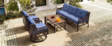 4 - Piece Blue Rattan Wicker Outdoor Patio Furniture Set - Veluna - Omega Lifestyles