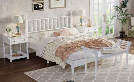 4-Piece Retro Style White Wood Bedroom Set - Omega Lifestyles