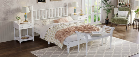 4-Piece Retro Style White Wood Bedroom Set - Omega Lifestyles