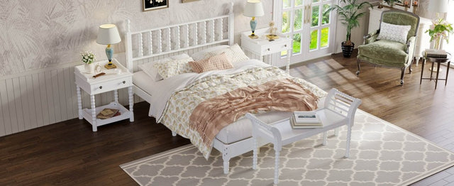 4-Piece Retro Style White Wood Bedroom Set - Omega Lifestyles