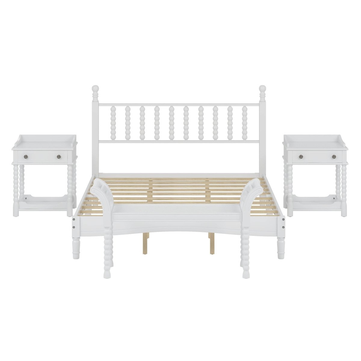 4-Piece Retro Style White Wood Bedroom Set - Omega Lifestyles