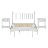4-Piece Retro Style White Wood Bedroom Set - Omega Lifestyles