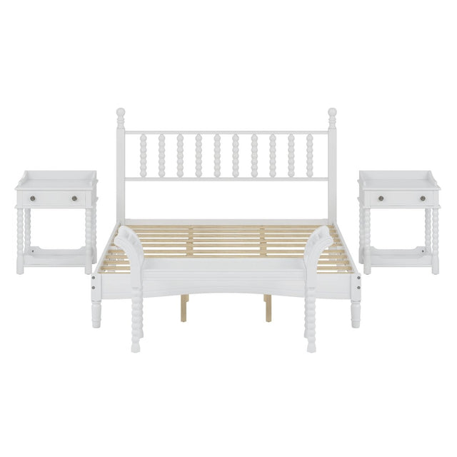 4-Piece Retro Style White Wood Bedroom Set - Omega Lifestyles