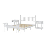 4-Piece Retro Style White Wood Bedroom Set - Omega Lifestyles