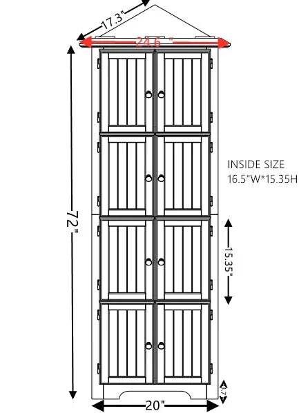 4-Tier Corner Pantry Cabinet With 8 Doors and Shelves - Omega Lifestyles