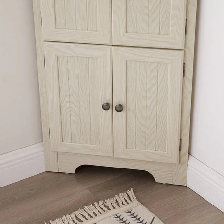 4-Tier Corner Pantry Cabinet With 8 Doors and Shelves - Omega Lifestyles