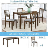 5-Piece Walnut Acacia Wood Rectangular Dining Set - Omega Lifestyles