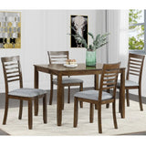 5-Piece Walnut Acacia Wood Rectangular Dining Set - Omega Lifestyles