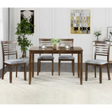 5-Piece Walnut Acacia Wood Rectangular Dining Set - Omega Lifestyles