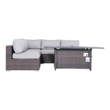 6 - Piece Brown Wicker Rattan Sectional Sofa Set With Fire Pit - Veluna - Omega Lifestyles