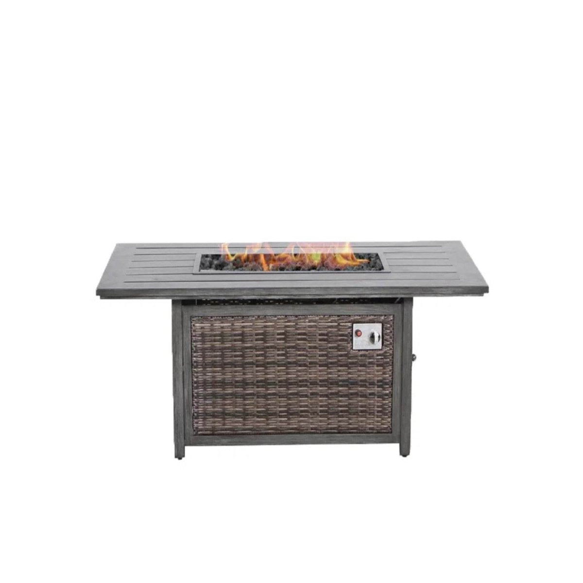 6 - Piece Brown Wicker Rattan Sectional Sofa Set With Fire Pit - Veluna - Omega Lifestyles