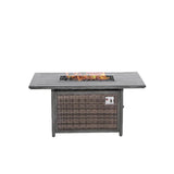 6 - Piece Brown Wicker Rattan Sectional Sofa Set With Fire Pit - Veluna - Omega Lifestyles