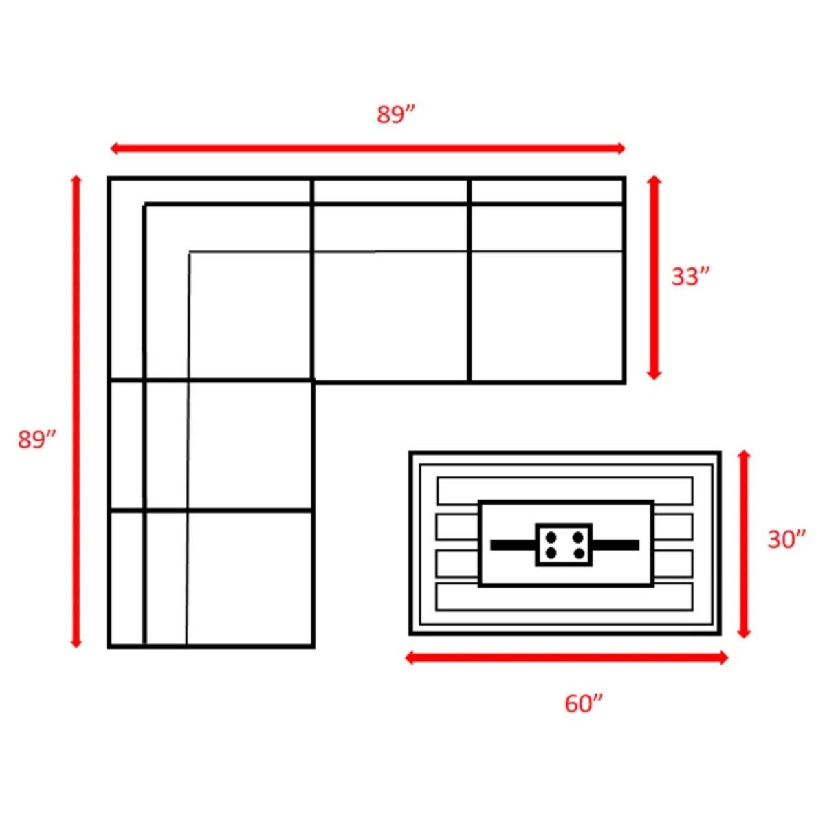 6 - Piece Brown Wicker Rattan Sectional Sofa Set With Fire Pit - Veluna - Omega Lifestyles