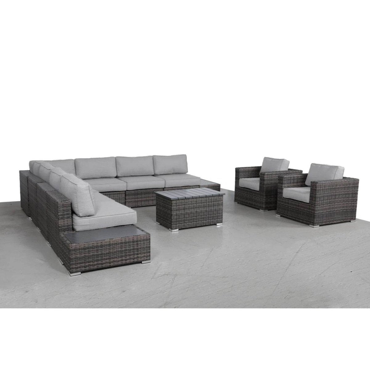 8 - Person Brown HDPE Wicker Outdoor Sofa Seating Set - Veluna - Omega Lifestyles