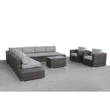 8 - Person Brown HDPE Wicker Outdoor Sofa Seating Set - Veluna - Omega Lifestyles