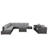 8 - Person Brown HDPE Wicker Outdoor Sofa Seating Set - Veluna - Omega Lifestyles