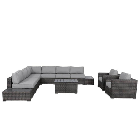 8 - Person Brown HDPE Wicker Outdoor Sofa Seating Set - Veluna - Omega Lifestyles