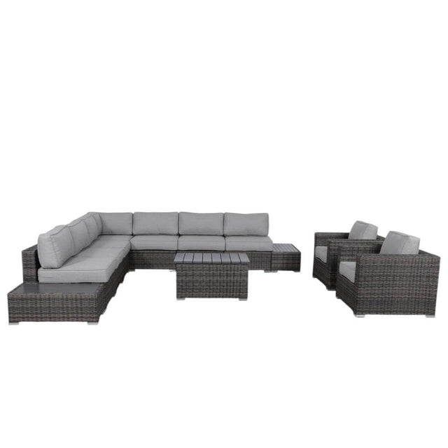 8-Person Brown HDPE Wicker Outdoor Sofa Seating Set - Omega Lifestyles