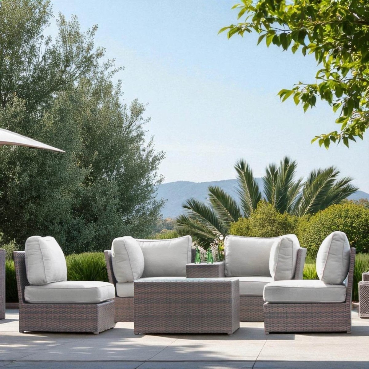 All - Weather Handwoven HDPE Wicker Patio Seating Set - Veluna - Omega Lifestyles