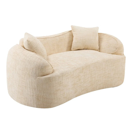 Beige Chenille Fabric Two-Seater Foam Spring Sofa - Omega Lifestyles
