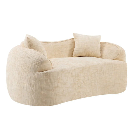 Beige Chenille Fabric Two-Seater Foam Spring Sofa - Omega Lifestyles
