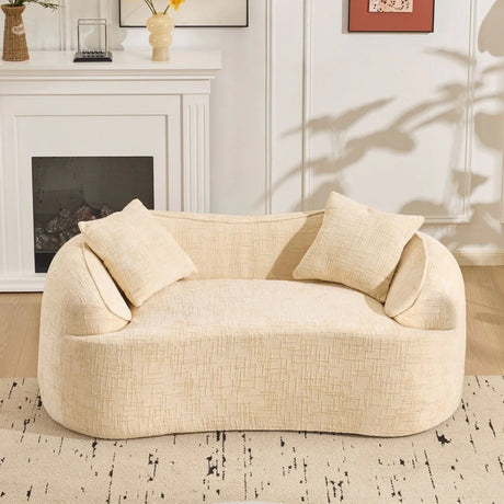 Beige Chenille Fabric Two-Seater Foam Spring Sofa - Omega Lifestyles