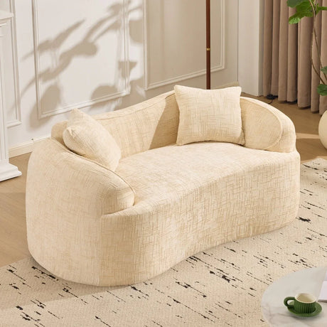 Beige Chenille Fabric Two-Seater Foam Spring Sofa - Omega Lifestyles