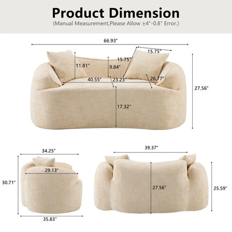 Beige Chenille Fabric Two-Seater Foam Spring Sofa - Omega Lifestyles