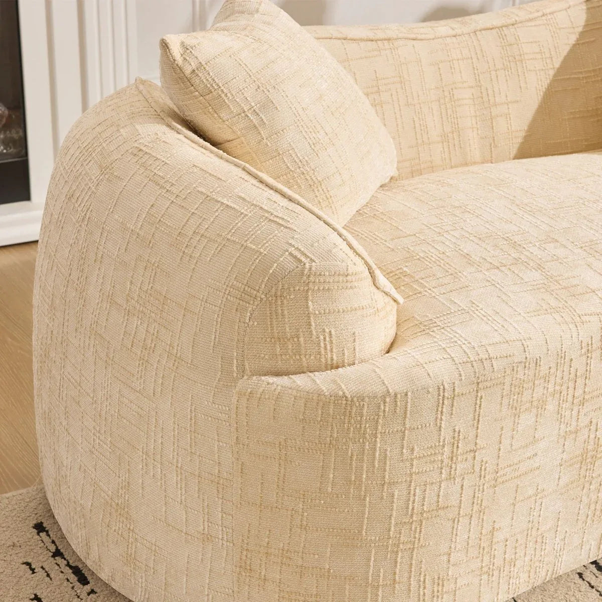 Beige Chenille Fabric Two-Seater Foam Spring Sofa - Omega Lifestyles