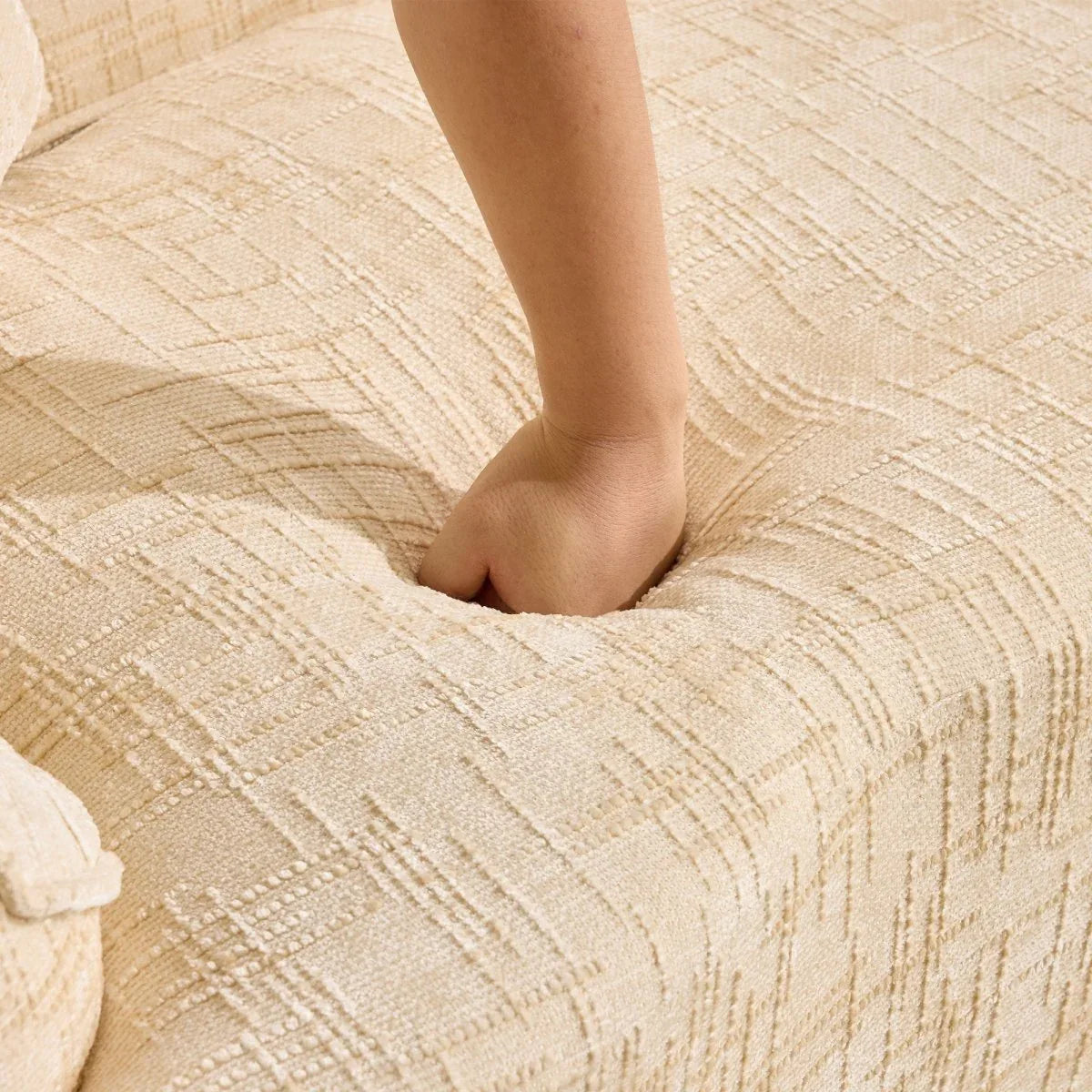 Beige Chenille Fabric Two-Seater Foam Spring Sofa - Omega Lifestyles