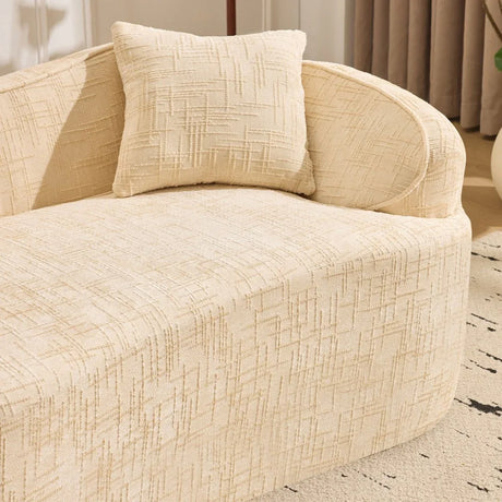 Beige Chenille Fabric Two-Seater Foam Spring Sofa - Omega Lifestyles