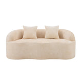 Beige Curved Chenille Loveseat Sofa With Pillows - Omega Lifestyles