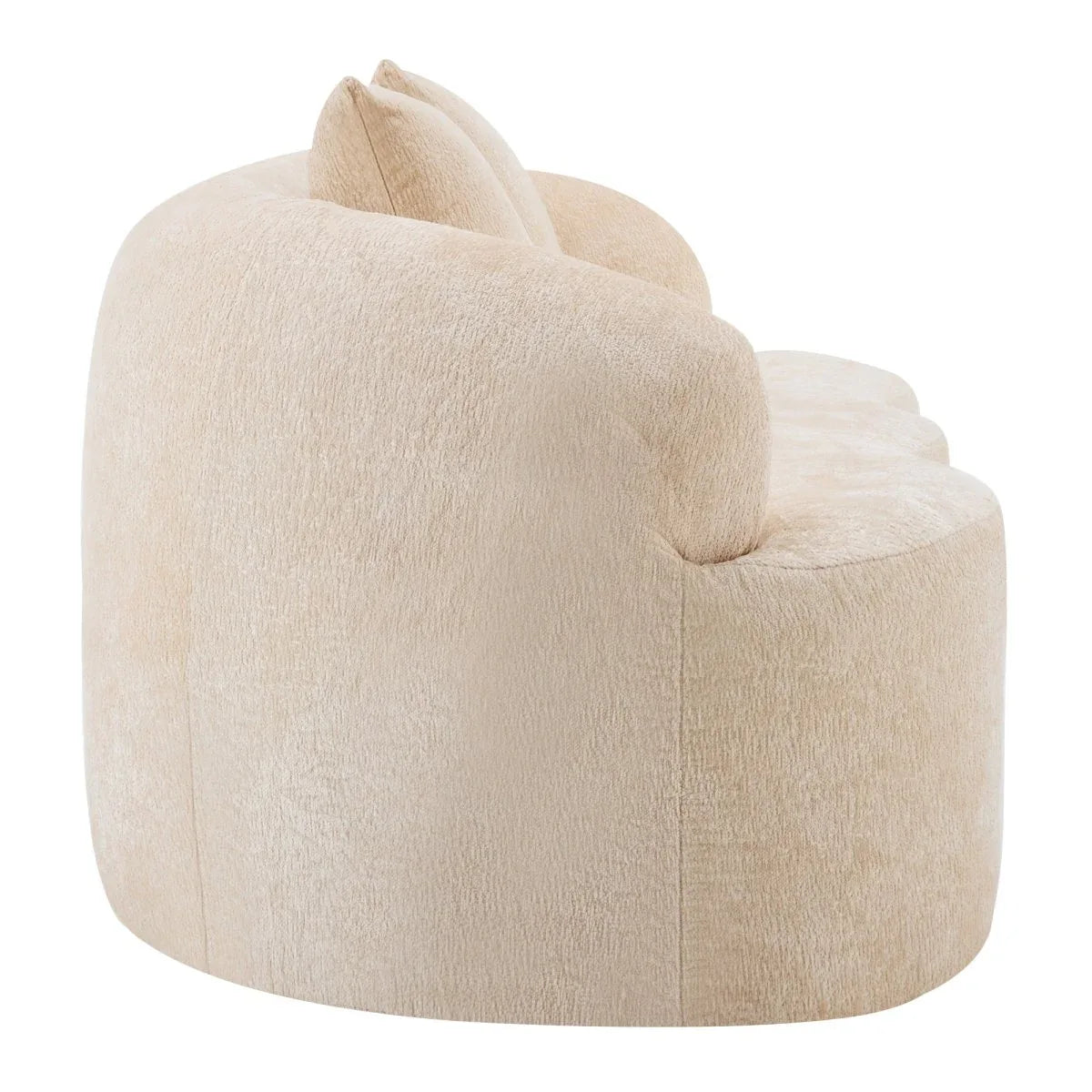Beige Curved Chenille Loveseat Sofa With Pillows - Omega Lifestyles