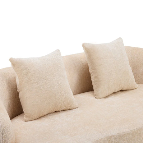Beige Curved Chenille Loveseat Sofa With Pillows - Omega Lifestyles