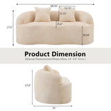 Beige Curved Chenille Loveseat Sofa With Pillows - Omega Lifestyles