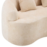 Beige Curved Chenille Loveseat Sofa With Pillows - Omega Lifestyles