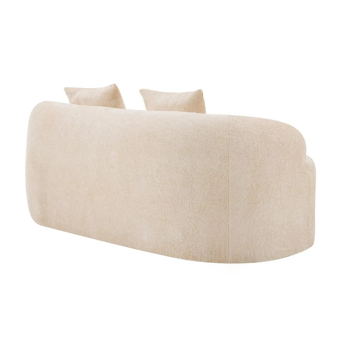 Beige Curved Chenille Loveseat Sofa With Pillows - Omega Lifestyles