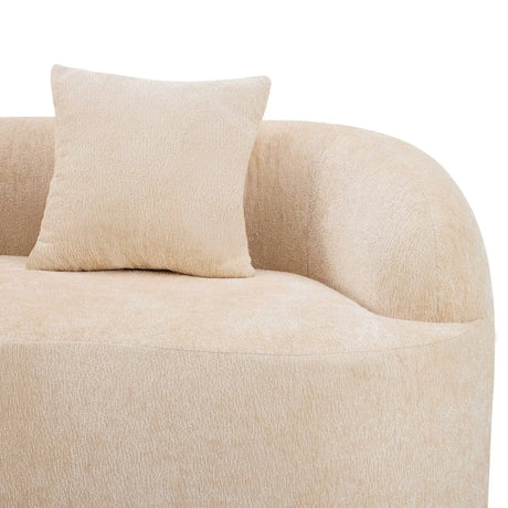 Beige Curved Chenille Loveseat Sofa With Pillows - Omega Lifestyles