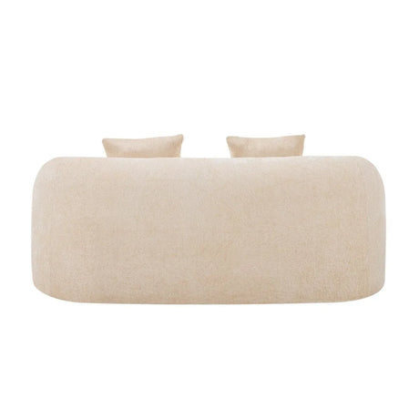 Beige Curved Chenille Loveseat Sofa With Pillows - Omega Lifestyles
