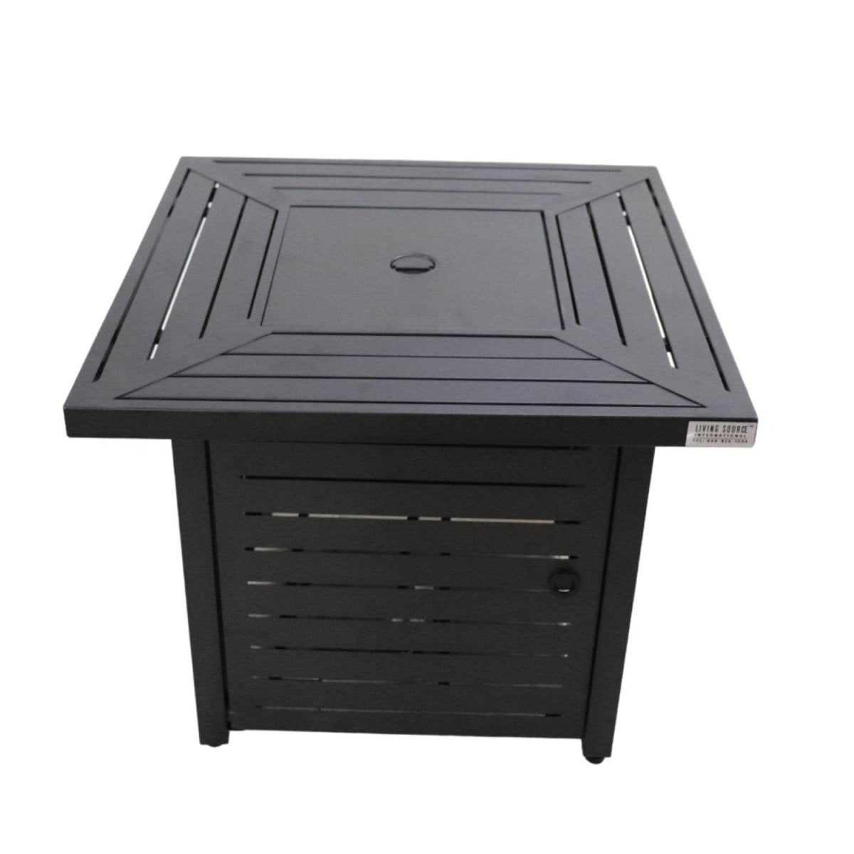 Black Steel Stainless Steel Propane Fire Pit Table - Veluna - Omega Lifestyles