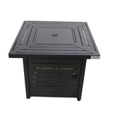 Black Steel Stainless Steel Propane Fire Pit Table - Veluna - Omega Lifestyles