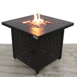 Black Steel Stainless Steel Propane Fire Pit Table - Veluna - Omega Lifestyles