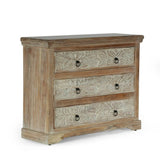 Boho Acacia Wood 3-Drawer Dresser Cabinet - Sleep Galleria